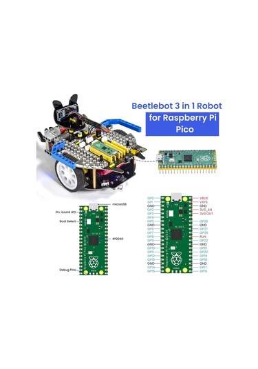 Keyestudio Beetlebot Raspberry Pi Pıco Için Robot Araba Başlangıç Kiti Hobi Devreleri