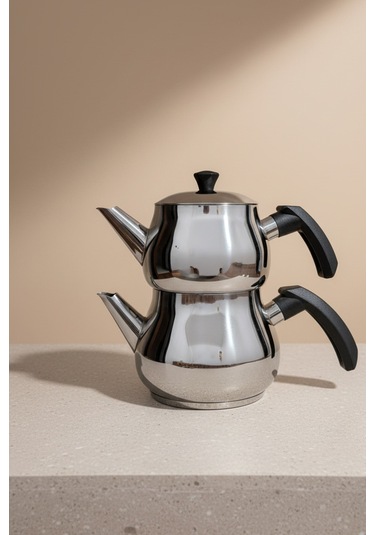 Yunusoğlu Home Antonio Midi Boy Siyah Çaydanlık Takımı Gri