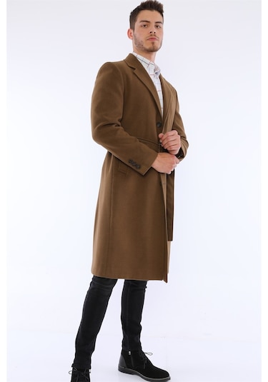 Plt8400 Dewberry Erkek Palto-Camel-Camel Koyu Camel
