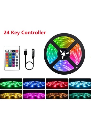 Novahub Usb Bluetooth Rgb Led Şerit Işıklar 1-8m, 5v, Esnek, Tv Masaüstü Ekran Arka Işık, 24key Uzaktan Kumanda, Ev İçin Led Bant Fita Çok Renkli