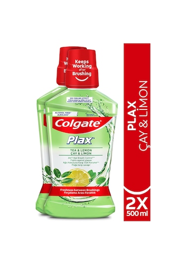 Colgate Plax Çay ve Limon Plağa Karşı Alkolsüz Ağız Bakım Suyu 2 x 500 ML
