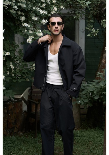 Sergio Düğmeli Siyah Erkek Pantolon Siyah