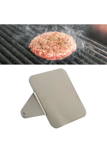 Kare Smash Burger Presi,14 Cm ,3 Mm 304 Paslanmaz Çelik Ahşap Sap
