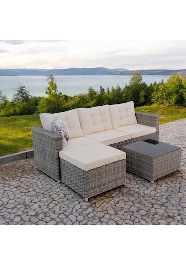 Savanna Rehome Rattan Puflu L Köşe Koltuk 708