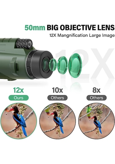 80x100 Hd Zoom Tek Göz Monoküler Teleskop Taşınabilir Dürbün Yeşil