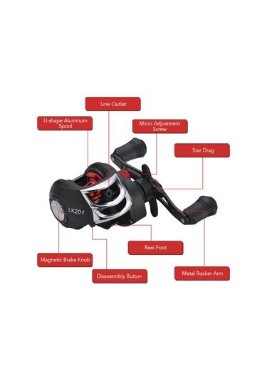 Xiyyadms Sağ El Lk201 Metal Baitcasting Makinesi - 17+1 Piyano Rulmanlı, 7.2:1 Yüksek Hızlı Olta Makinesi