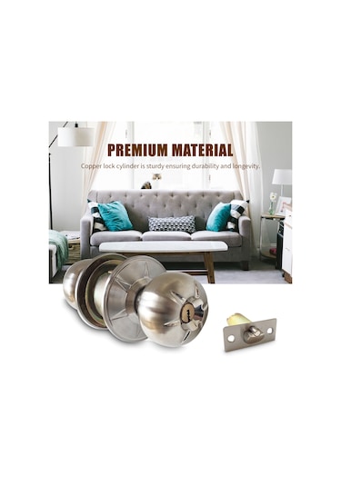 Kapı Kolu Kilit Seti 3 Anahtarlı Yuvarlak Top Stili Kulp Gizlilik Banyo Kulp Kilit Seti Paslanmaz Çelik Cilalı Kapı Kolu Seti-diğer