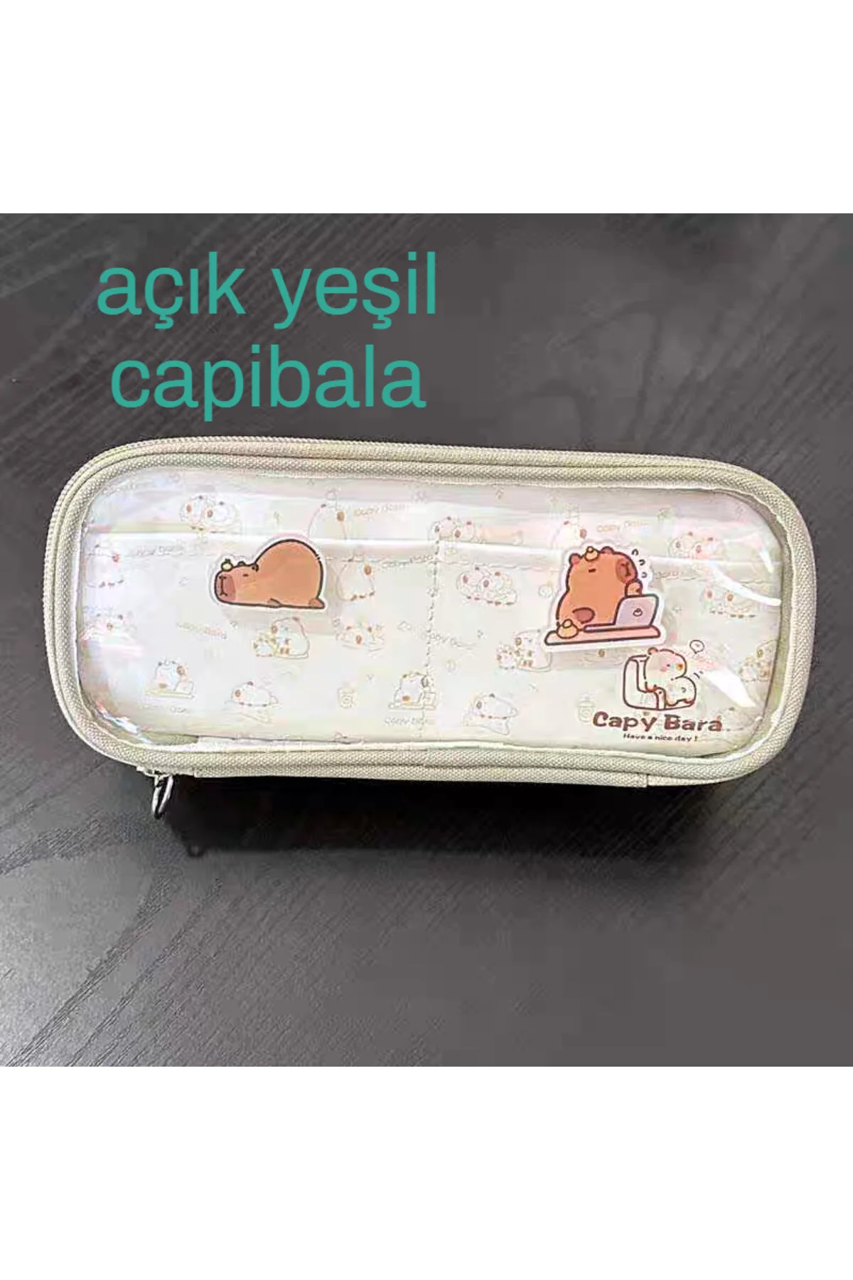 Capybara Şeffaf Kalem Kutusu Haki