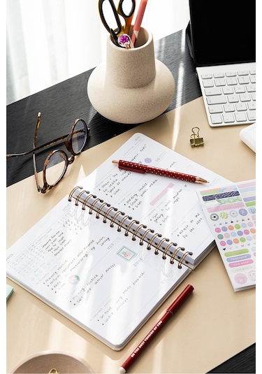 2026 A5 Spiralli Keten Haftalık Ajanda 12 Aylık - Yeşil Yeşil