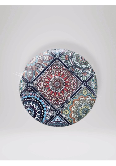 Işıltılı Karışık Desenli Çift Taraflı Yuvarlak Cep Çanta Makyaj El Aynası 7cm Çap Kod:25