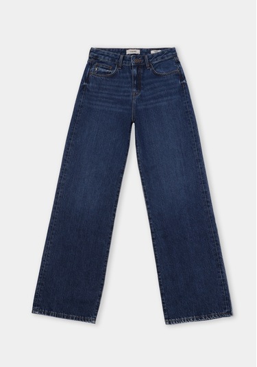 Colins Regular Fit Yüksel Bel Geniş Paça Kadın Koyu İndigo Jean Pantolon Cl1076568 Q1.v1 Dn44537 Denim