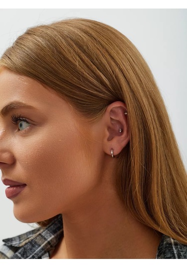 Markiz 925 Ayar Gümüş Taşlı Küçük Küpeler. 16801756 Diğer