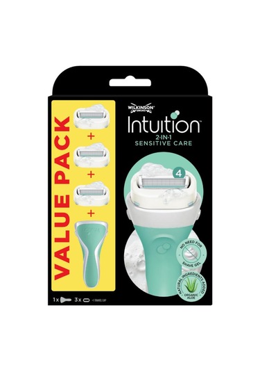 Wilkinson Sword Intuition Sabunlu 4 Bıçaklı Tıraş Bıçağı Sapı + 3 Yedek Başlık