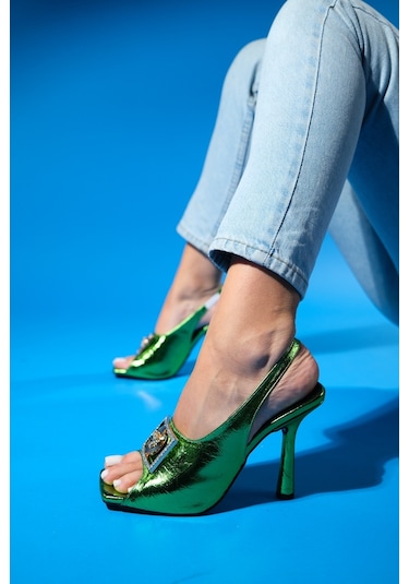 Luvishoes Olney Yeşil Kadın Topuklu Ayakkabı Yeşil