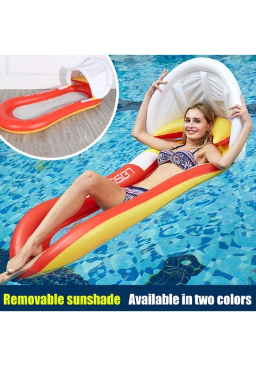 Xindoker Pvc Nylon Ağıklı Havalandırılabilir Su Yatağı - Güneşlikli, Konforlu, Sızdırmaz, Yüksek Dayanıklı, Havuz Ve Plajlar İçin Kırmızı