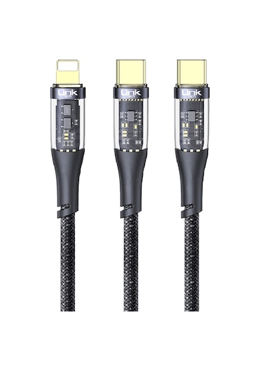 Linktech K674 Multi 2in1 Type-c + Lightning Pd 60w Hızlı Şarj Kablosu