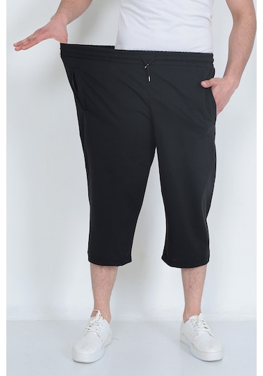 Lukitus Battal Büyük Beden Kapri Erkek Eşofman Altı Siyah