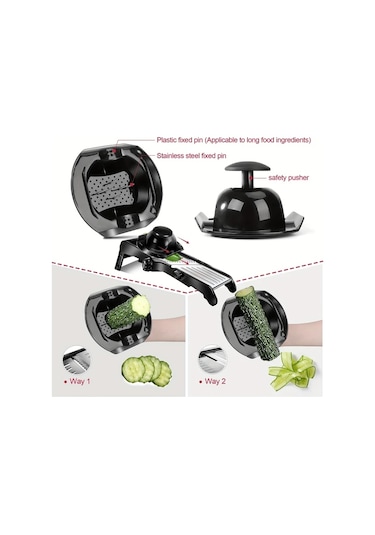 Dashanshop 1 Adet Sebze Doğrayıcı Ayarlanabilir Bıçaklı Mutfak Rende Julienne Kesici Meyve Patates Domates Soğan With Brush Gloves Fırça Eldiven 1 Parça