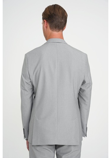 Slim Fit Torba Cep Esnek Pamuk Düz Gri Blazer Ceket C 712 Gri