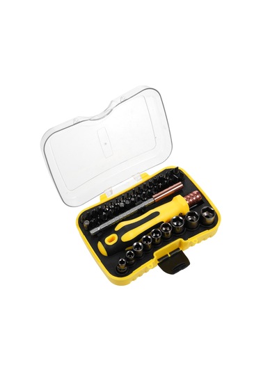 Skycity 46 Parça Tornavida Ve Somun Anahtarı Seti - Crv+abs Malzeme, 125mm Uzatma Çubuğu, 35 Adet Bit, Sarı-siyah