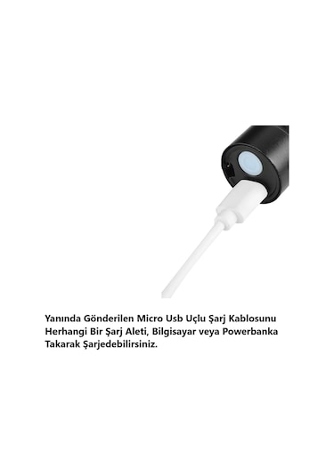 Taktikal Led Usb Şarjlı Ultra Güçlü Mini Boy El Feneri Siyah