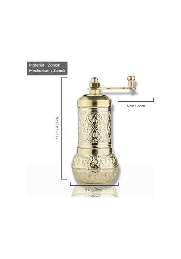 Sarı Zamak Karabiber El Değirmeni Öğütücü Grinder 11 Cm Sarı