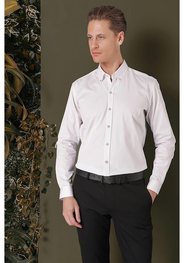 Efor Gk 711 Slim Fit Taş Klasik Gömlek Taş