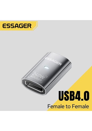 Essager Type-c To Type-c Dişi Adaptör 40gbps 8k+4k Usb 4.0 Ce Lisanslı Çevirici Dönüştürücü Adaptör