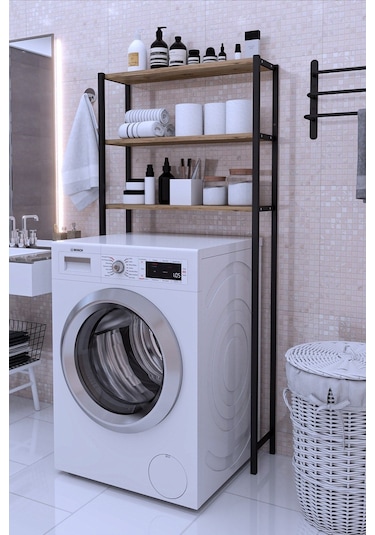 Nova Çamaşır Makinesi Üstü Düzenleyici Raf Banyo Dolabı Rafı Makina Üstü Dolap Raf Ceviz