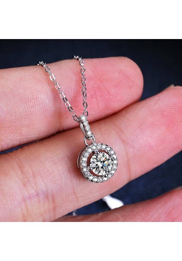 Tancise S925 Ayar Gümüş Mozanit Lüks Kişilik Kolye Kolye Kadın Klasik Gelgit Kolye Kolye Parti Hediye Gümüş