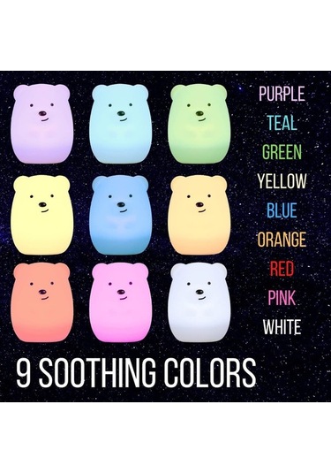 Pazly 0.5 W Büyük Gülümseyen Ayı Şekilli Silikon Gece Lambası Beyaz Beyaz