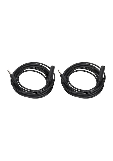 Konesam 2 Adet 2m Siyah 3.5mm Trrs Kulaklık Uzatma Kablosu - Mikrofon Desteği, Stereo Ses, Aux Uyumlu Oksijenli Bakır + Tpe
