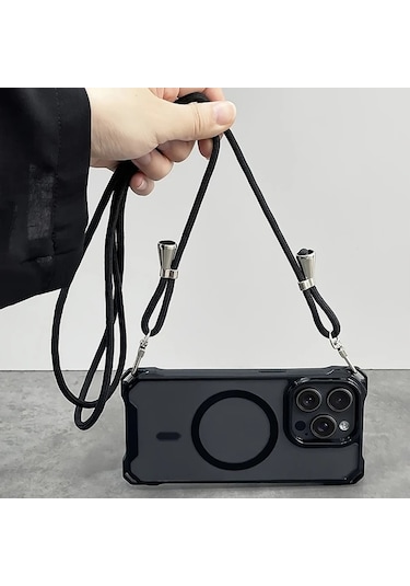 Chenkestoreone Transparan Manyetik Kablossuz Şarj Askılı Kolye İphone 17promax 17pro 17air 17 16 15 14 13 12 11 Kayıp Önleyici Kılıf