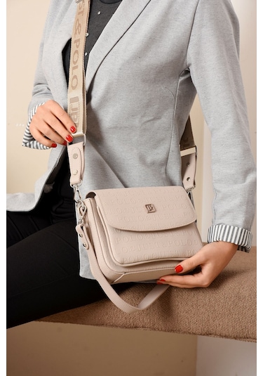 Just Polo Yeni Sezon Kolon Askılı 4 Bölmeli Kadın Omuz Çantası Ve Cüzdan Kombini Pbu217402 Taş