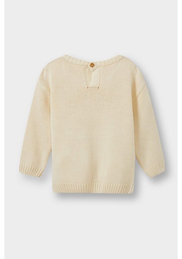 Defacto Erkek Bebek Bisiklet Yaka Baskılı Kazak F2578a525auer105 Ekru