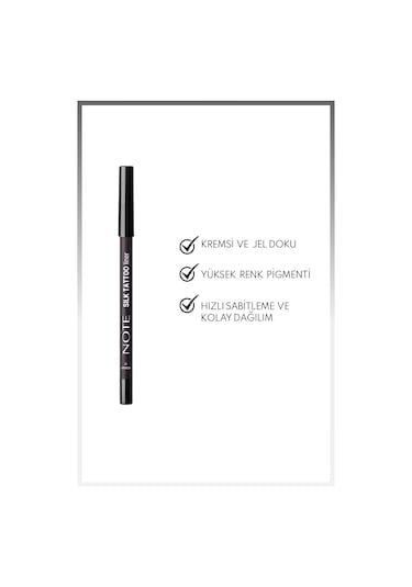 Note Cosmetique Silk Tattoo Liner Suya Dayanıklı İpeksi Jel Göz Kalemi 01 Midnight
