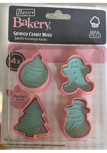 Bayev Yılbaşı Kurabiye Kalıbı 3133 Çam Ağacı - Gingerbreadman- Kardan Adam