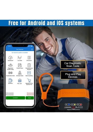 Artfulabode Uyumlu Tanıma Suofeng Obd2 Kw906 Bluetooth Araç Tanıma Cihazı İos & Android - Hg