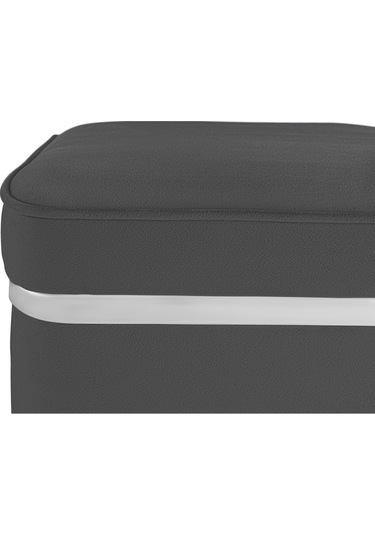 Zengo Silver Twin Line Kare Puf -antrasit Kumaş, Dekoratif Makyaj Masası Pufu-modern Style