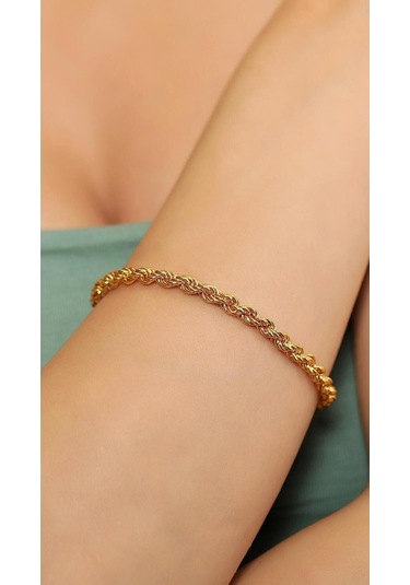 14 Ayar Altın Kalın Halat Burgu Bileklik Sarı Altın