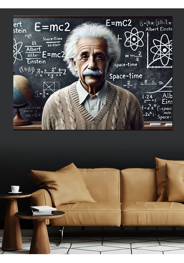 Grafiti Einstein Portresi Dekoratif Kanvas - Mdf Ahşap Tablo