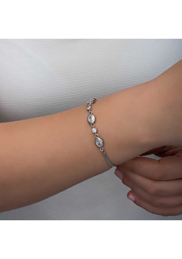 Blackcraft 925 Ayar Gümüş Oval Taşlı Kadın Bileklik Bc-50bd4d