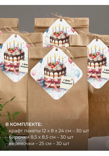 Sinitsa Ecoshop Stickerlı Hediye Poşetleri Seti 30 Adet 360667138