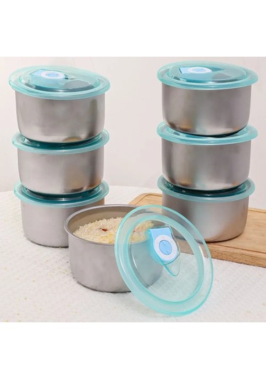 Geeroyoo Paslanmaz Çelik Kapaklı Hava Geçirmez Saklama Kabı - 500ml, Yemek Tazeliği Ve Organizasyon İçin İdeal Gümüş