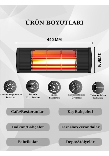 Hottable Supreme 2000 W Su Geçirmez Infrared Dış Ortam Isıtıcı