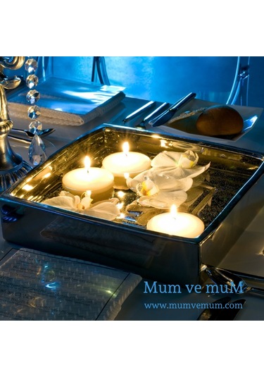 12 Li Çap 5 Cm Beyaz Yüzen Mum Beyaz