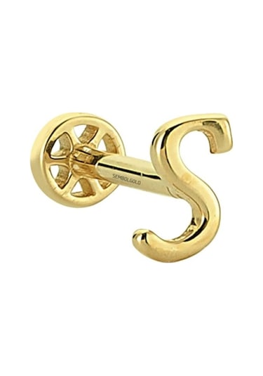 Altın Piercing -S- Harf 14 Ayar Tragus Altın