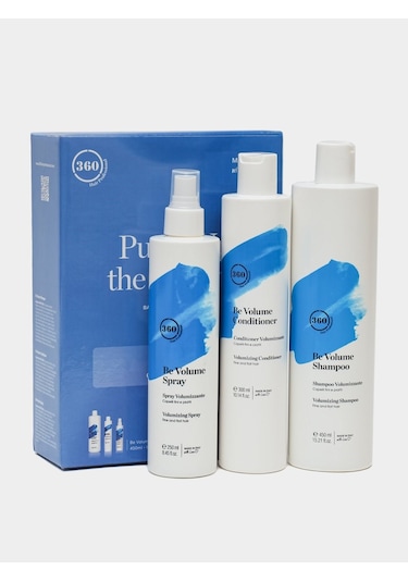360 Hair Professional Volume Şmp 450 ML + Cond 300 ML + Spray 250 ML Set İnce Telli