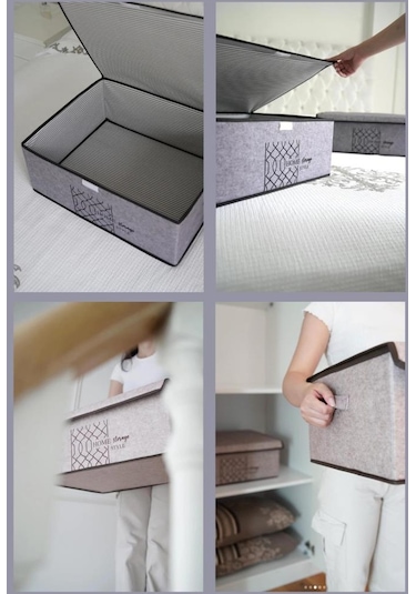 Keçe Kapaklı Mega Plus Baza Hurcu, Çok Amaçlı Düzenleyici Organizer Kutu Mega Boy 57x41x31cm Gri