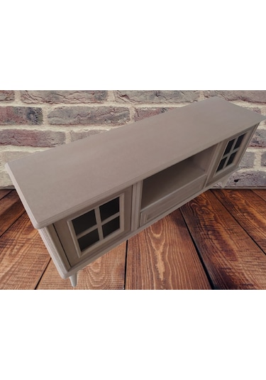 Tv Sehpası Windovs Nakış Model Kayın Torna Torna Retro Ayak Ham Renk 150 Cm El Yapım